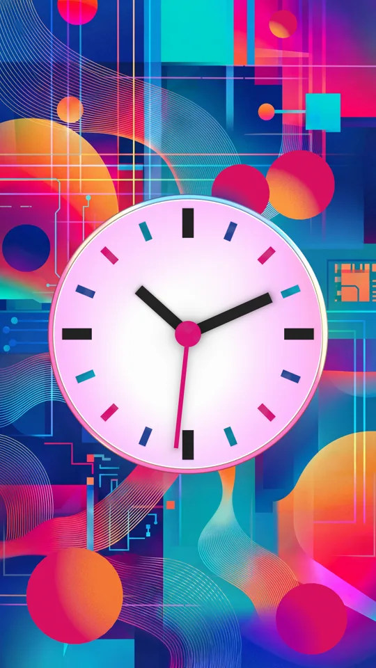 Th&egrave;me Digital Flow - Horloge anim&eacute;e sur &eacute;cran vertical 9:16