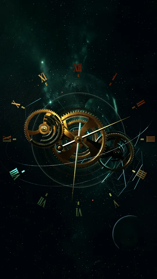 Th&egrave;me Gravity - Horloge anim&eacute;e sur &eacute;cran vertical 9:16