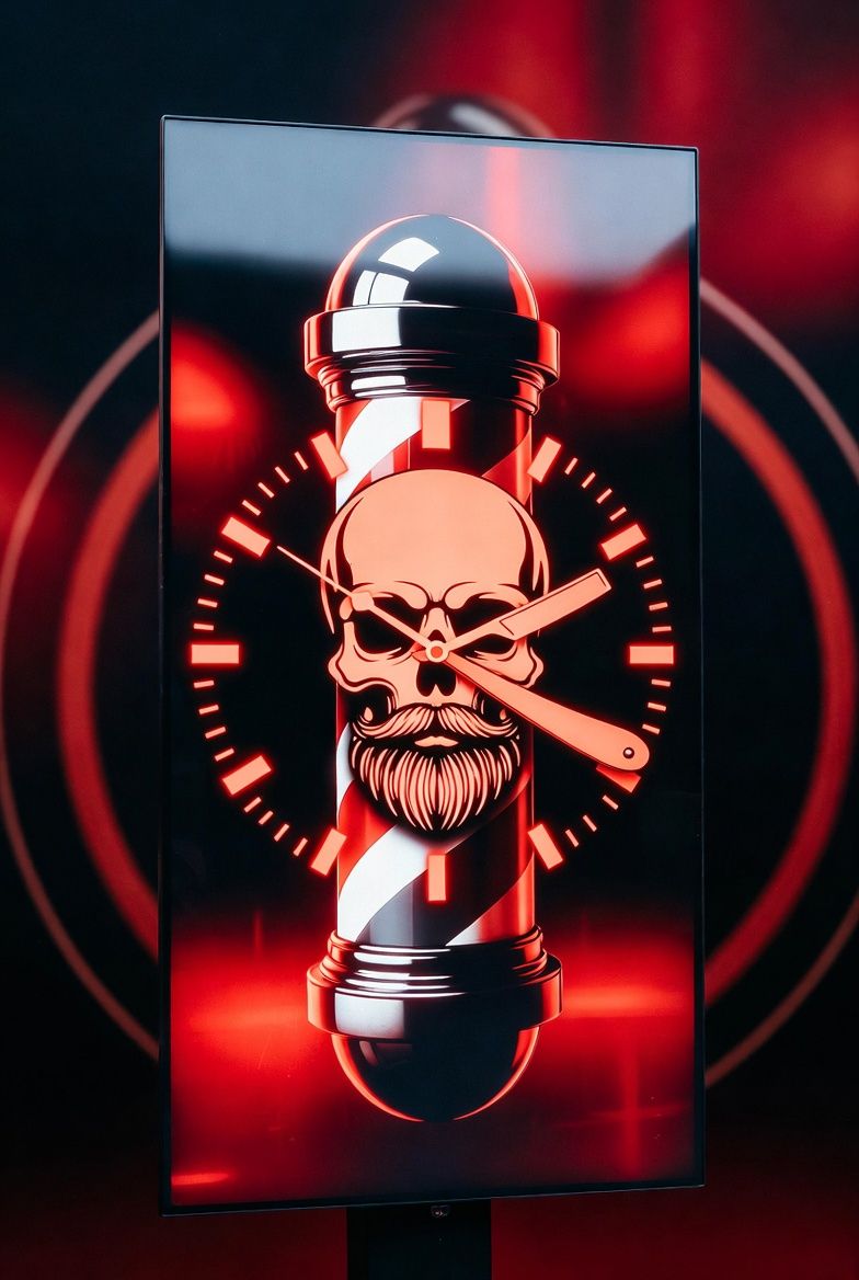 Th&egrave;me barbershop n&eacute;on sur &eacute;cran vertical