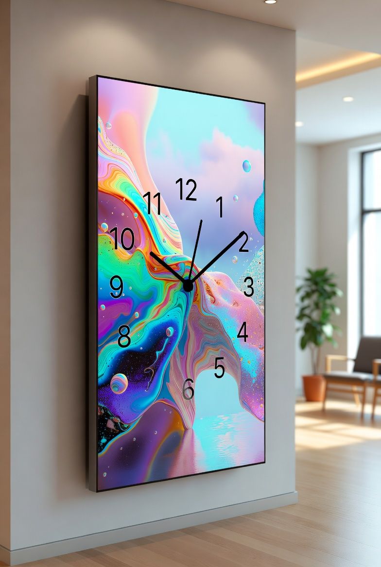 &Eacute;cran mural avec horloge pastel dans un bureau